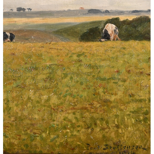 53 - Poul Steffensen (1866-1923) Danish. Cattle Grazing, Oil on canvas, Signed, 26