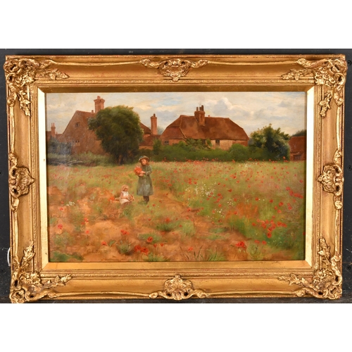 72 - Charles Low (1841-c.1920) British. Children in a Poppy Field, Oil on canvas, Signed, and inscribed o... 