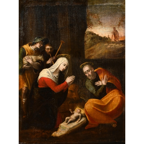 29 - Follower of Scipione Pulzone 'Il Gaetano' (1544-1598) Italian. The Nativity, Oil on extended canvas,... 