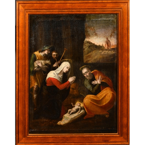 29 - Follower of Scipione Pulzone 'Il Gaetano' (1544-1598) Italian. The Nativity, Oil on extended canvas,... 