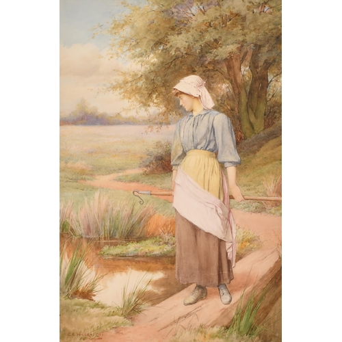 43 - Charles Edward Wilson (1854-1941) British. The Young Shepherdess, Watercolour, Signed and dated 1901... 