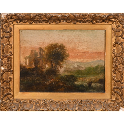 45 - 19th Century English School. Figures in a River Landscape, Oil on panel, 6