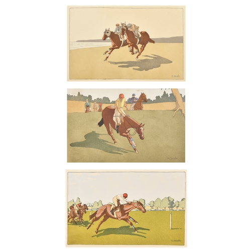 63 - Charles Ancelin (1863-1940) French. A Set of Three Racing Scenes, Prints, 11.5