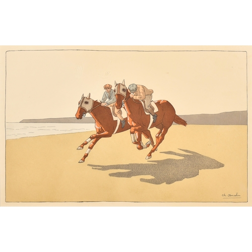 63 - Charles Ancelin (1863-1940) French. A Set of Three Racing Scenes, Prints, 11.5