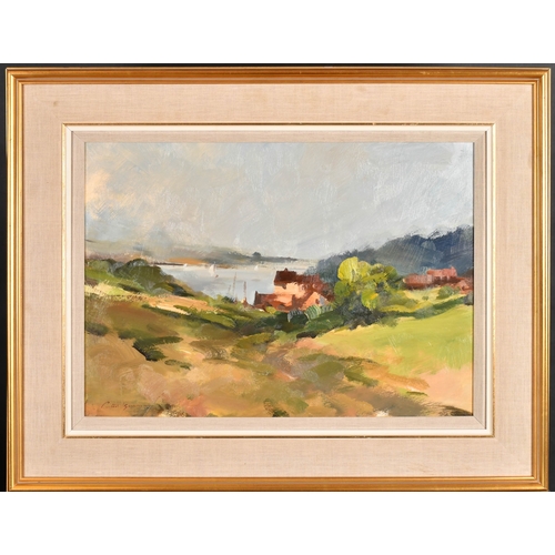 303 - 20th Century English School. An Estuary Landscape, Oil on board, Indistinctly signed, 15