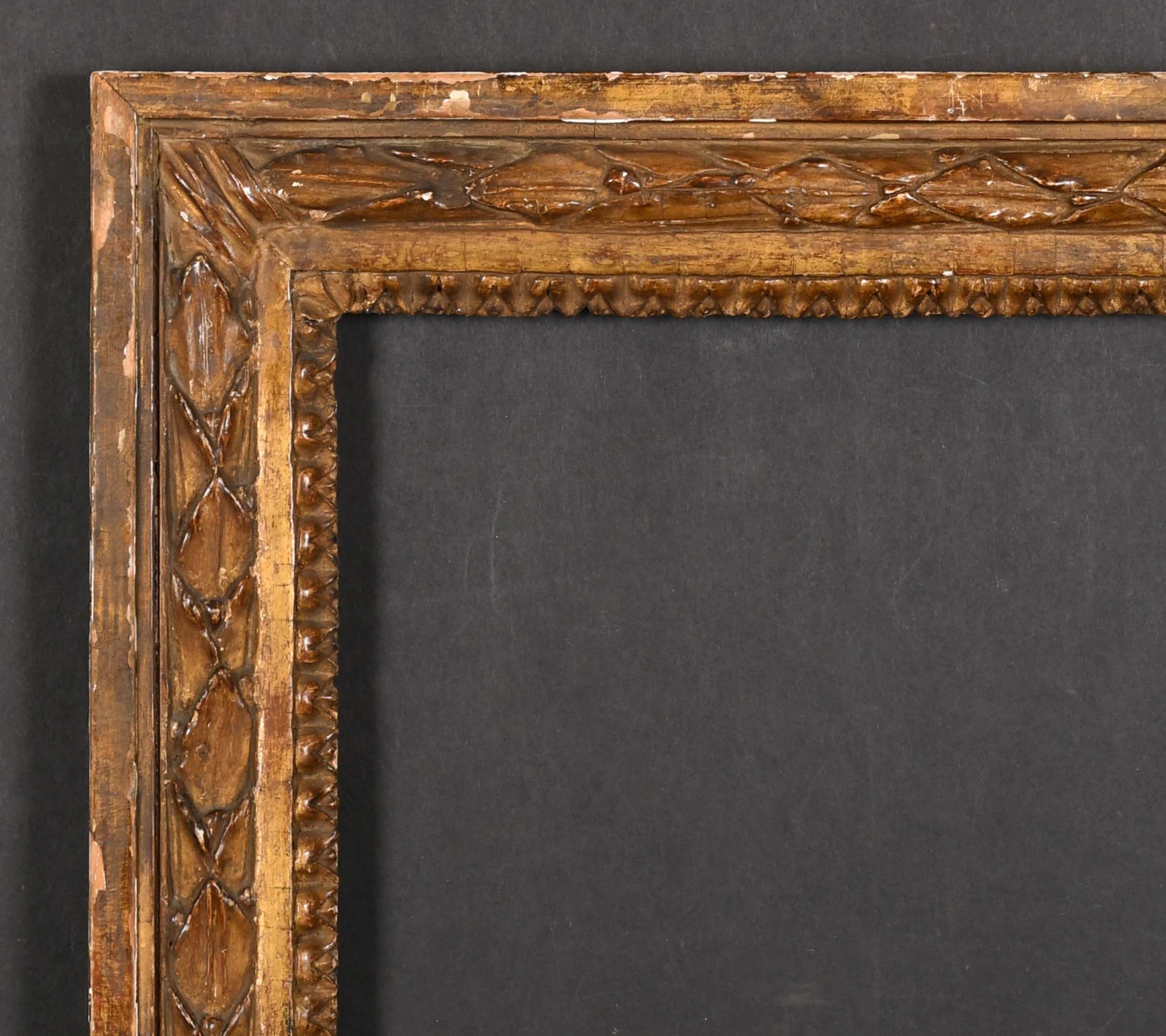 19th Century English School. A Gilt and Painted Darkwood Frame, rebate ...