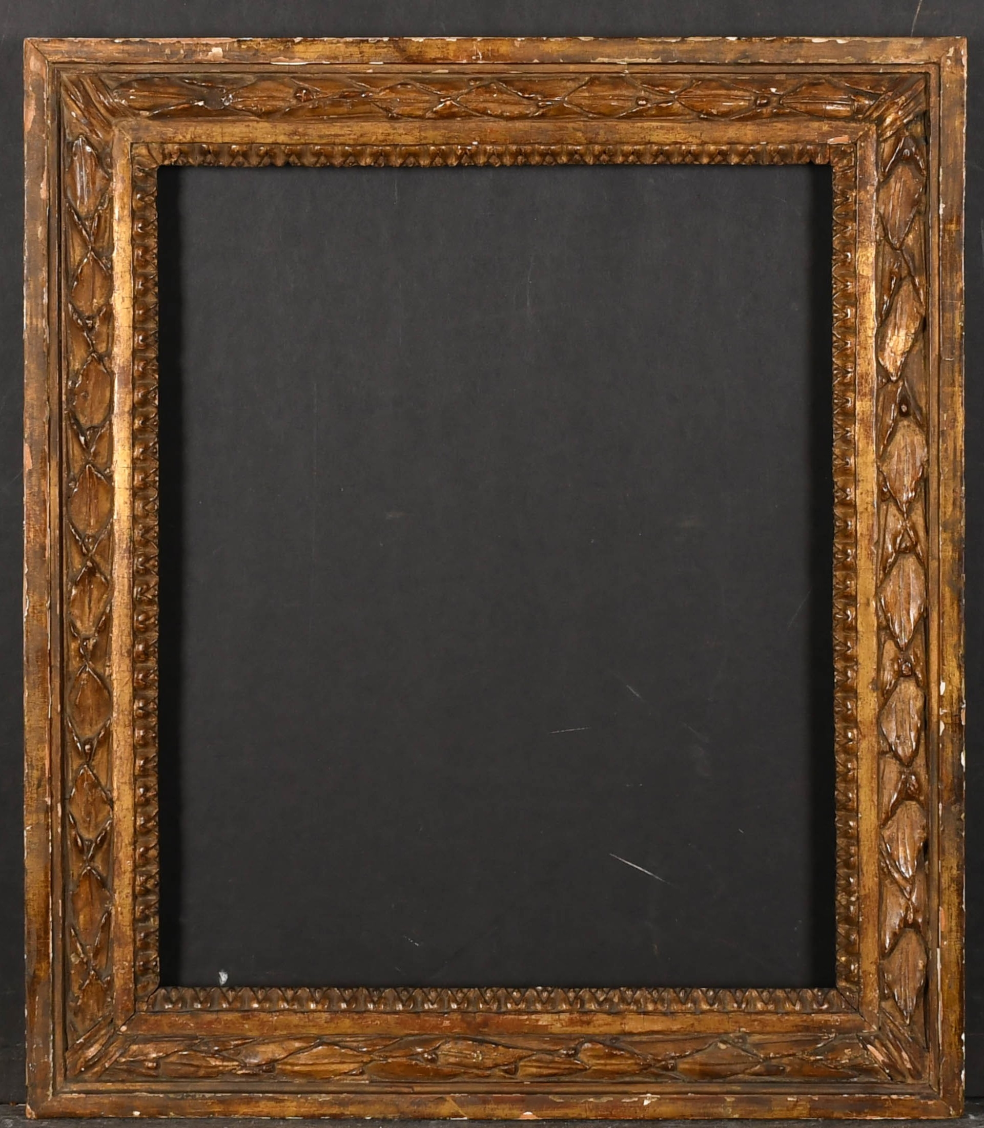 19th Century English School. A Gilt and Painted Darkwood Frame, rebate ...