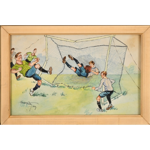 125 - Early 20th Century German School. A Set of Three Football Cartoons, Watercolour, Indistinctly signed... 