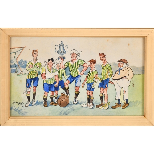 125 - Early 20th Century German School. A Set of Three Football Cartoons, Watercolour, Indistinctly signed... 