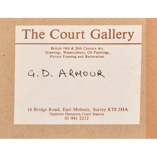 126 - George Denholm Armour (1864-1949) British. Scottish Hunstman and Hounds, Mixed media on canvas, Sign... 