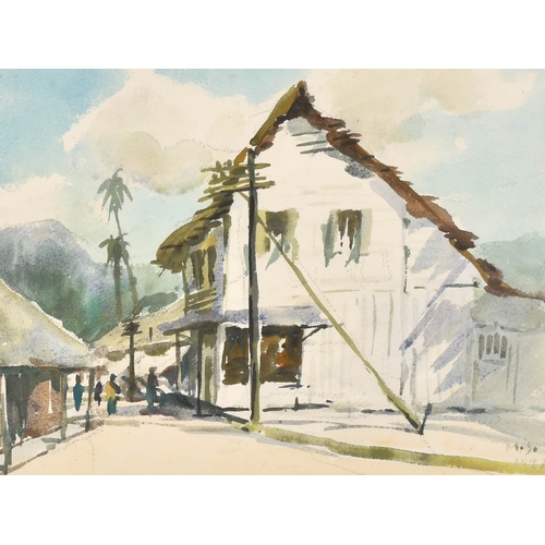 167 - Mun Sen Yong (1896-1962) Malaysian. Village Scene, Watercolour, Signed with initials and dated 1947,... 