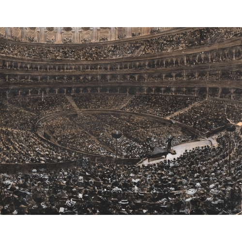 171 - F J H (19th-20th Century) British. The Orchestra in The Royal Albert Hall, Watercolour, pencil and g... 