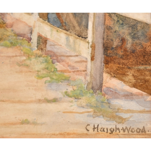 175 - Charles Haigh-Wood (1854-1927) British. Fishing off a Bridge, Watercolour, Signed, 19