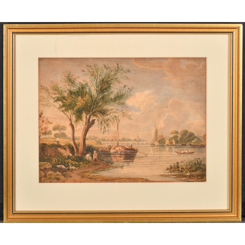 19 - John Varley (1778-1842) British. A River Scene, Watercolour, Inscribed on a label verso (photocopy o... 