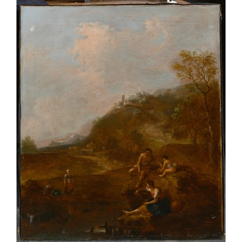 35 - Circle of Francesco Zuccarelli (1702-1788) Italian. Figures in a Classical Landscape, Oil on canvas,... 