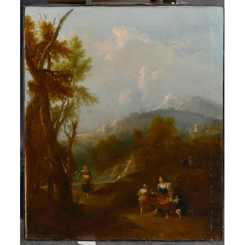 35 - Circle of Francesco Zuccarelli (1702-1788) Italian. Figures in a Classical Landscape, Oil on canvas,... 