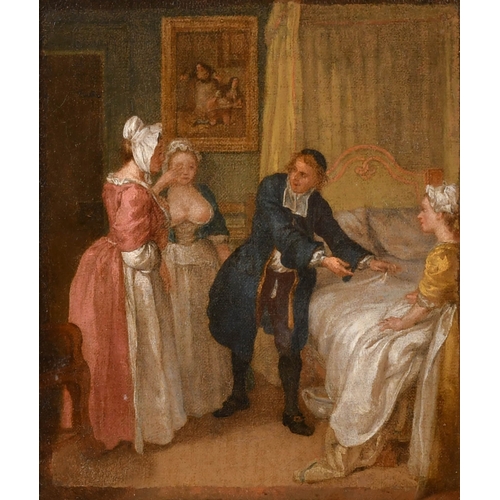 38 - Hubert Gravelot (1699-1773) French. 'The Accident', Oil on canvas, 10