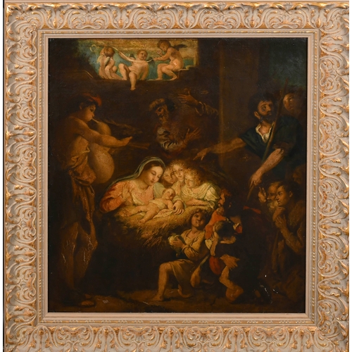 39 - Follower of Annibale Carracci (1560-1609) Italian. 'The Adoration of the Shepherds', Oil on canvas, ... 