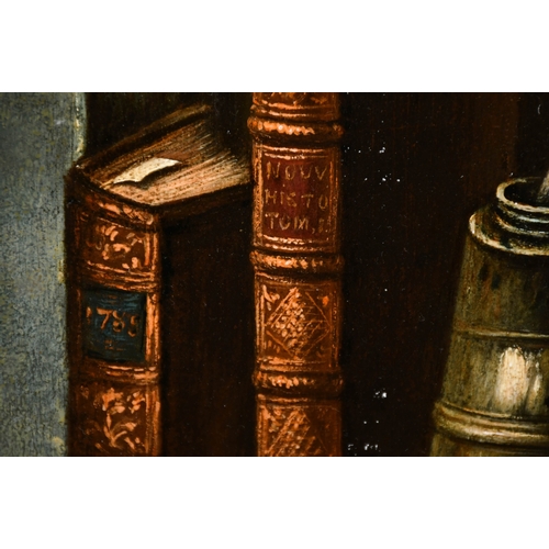 43 - Circle of Claude-Joseph Fraichot (1732-1803) French. A Trompe L'Oeil, behind a curtain with books an... 