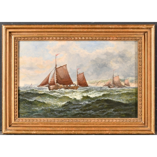 105 - John Mundell (1818-1875) British. Shipping in Choppy Waters, Oil on panel, Signed, 8