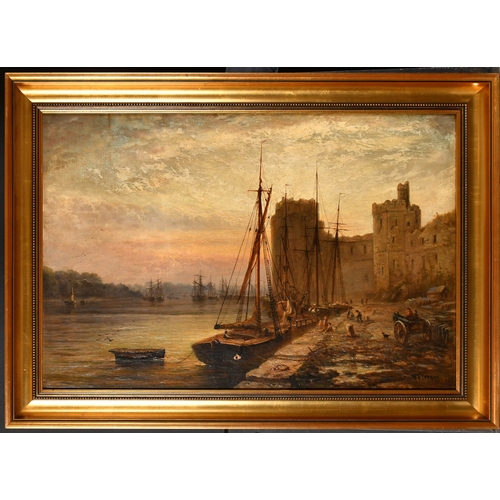 111 - William Henry Vernon (1820-1909) British. Boats in a Harbour, Oil on canvas, Signed, 20
