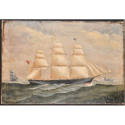 112 - Circle of William Howard Yorke (1847-1921) British. Three Masted Vessel in Full Sail, Oil on canvas,... 