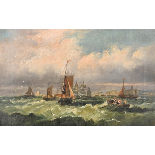 113 - Attributed to William Anslow Thornley (1847-1907) British. 'Shipping off Whitby', Oil on canvas, 10