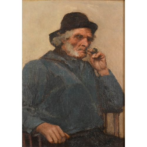 243 - Circle of Edwin Harris (1855-1906) British. An Old Salt, Oil on canvas, Inscribed on labels verso, 1... 