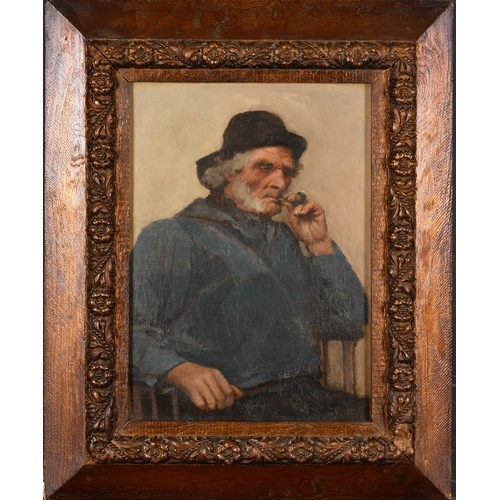 243 - Circle of Edwin Harris (1855-1906) British. An Old Salt, Oil on canvas, Inscribed on labels verso, 1... 