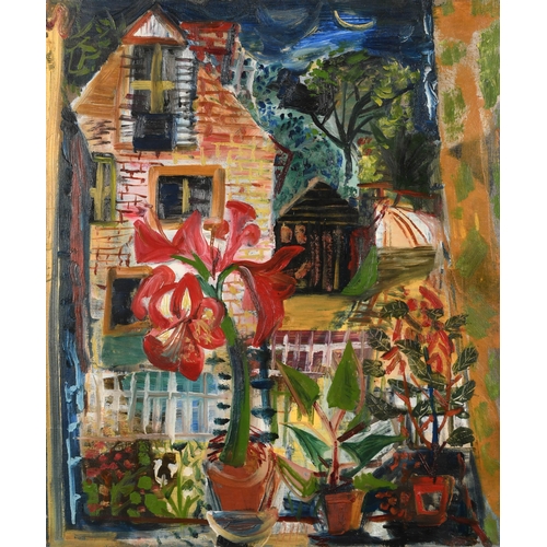 272 - 20th Century French School. Amaryllis, Oil on canvas, Indistinctly inscribed in pencil verso, unfram... 
