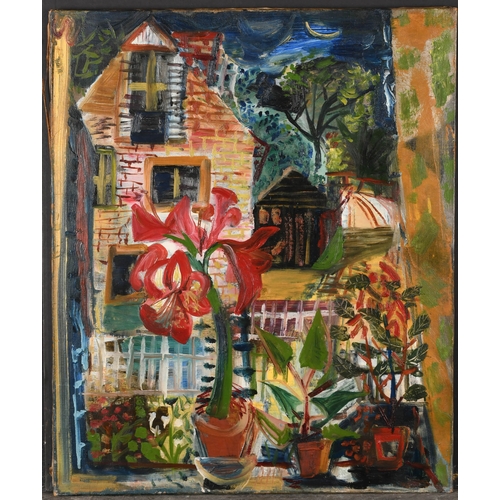 272 - 20th Century French School. Amaryllis, Oil on canvas, Indistinctly inscribed in pencil verso, unfram... 