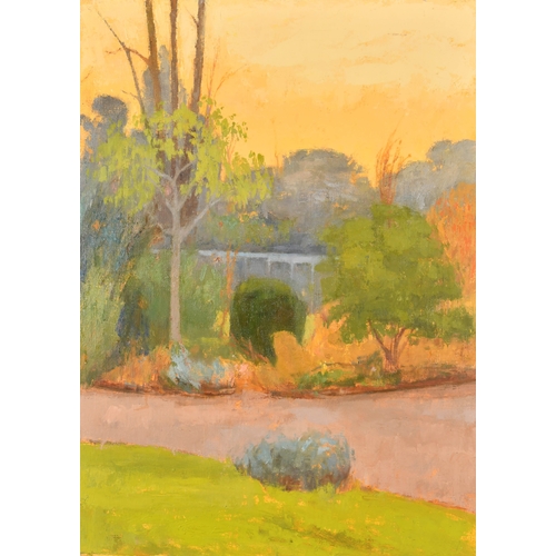285 - Margaret Green (1925-2003) British. Garden at Dusk, Oil on canvas, unframed 30