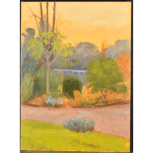 285 - Margaret Green (1925-2003) British. Garden at Dusk, Oil on canvas, unframed 30