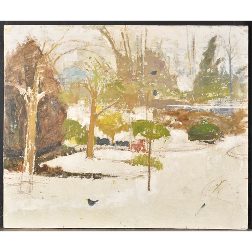 288 - Margaret Green (1925-2003) British. Garden in Winter, Oil on canvas laid down, unframed 20