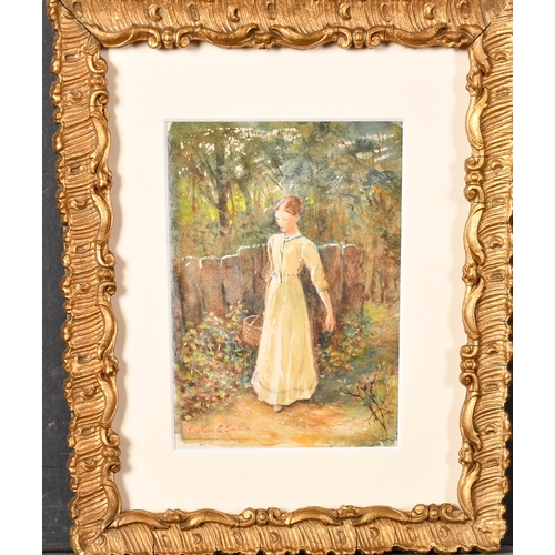 64 - Carlton Alfred Smith (1853-1946) British. Young Girl with Basket, Watercolour, Signed, with a sketch... 