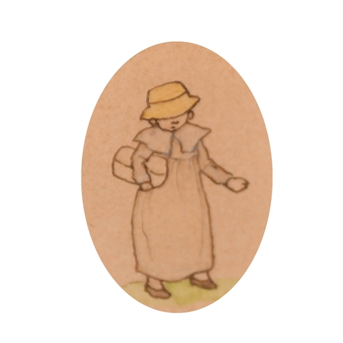 67 - Kate Greenaway (1846-1901) British. A Set of Six Studies of Children, Watercolour and ink, Some sign... 