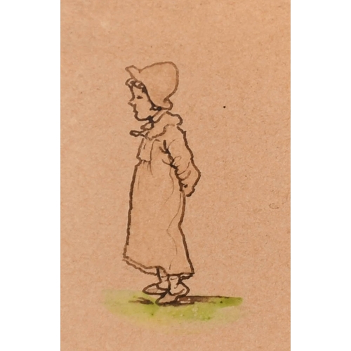 67 - Kate Greenaway (1846-1901) British. A Set of Six Studies of Children, Watercolour and ink, Some sign... 