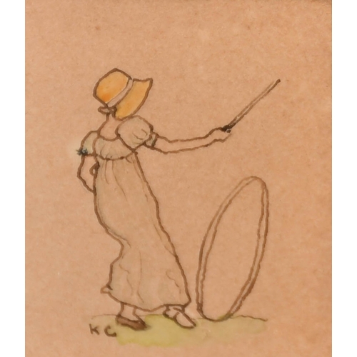 67 - Kate Greenaway (1846-1901) British. A Set of Six Studies of Children, Watercolour and ink, Some sign... 