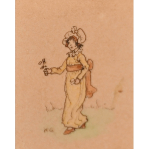 67 - Kate Greenaway (1846-1901) British. A Set of Six Studies of Children, Watercolour and ink, Some sign... 