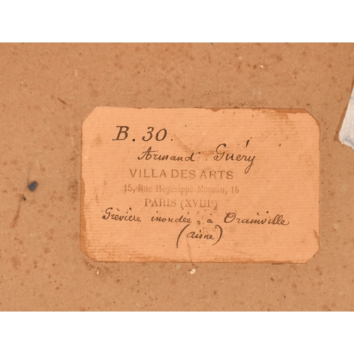 74 - Armand Guery (1850-1912) French. River Landscape, Oil on board, Signed, and inscribed on a label ver... 