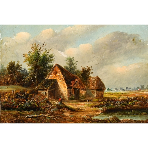80 - Circle of Joseph Thors (1835-1920) British. 'At Snitterfield, Near Warwick', Oil on canvas, Inscribe... 