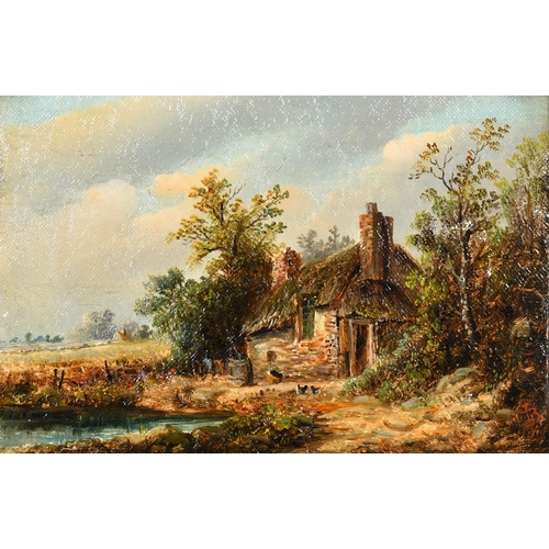 80 - Circle of Joseph Thors (1835-1920) British. 'At Snitterfield, Near Warwick', Oil on canvas, Inscribe... 