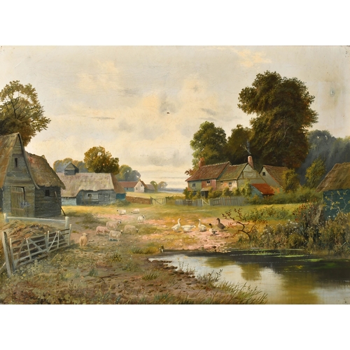 82 - Leopold Rivers (1852-1905) British. The Farm Pond, Oil on canvas, Signed and dated 1890, 26