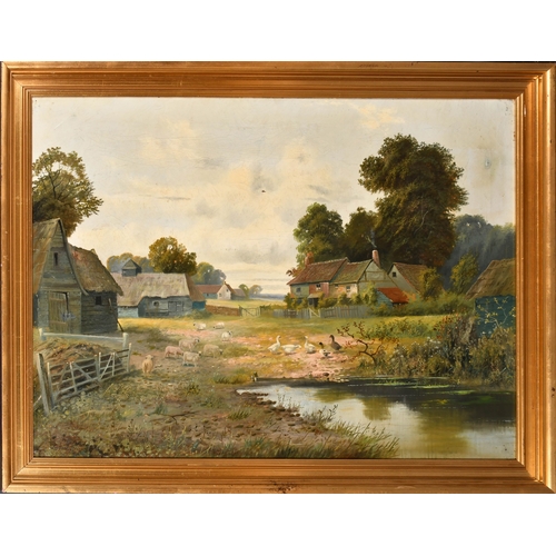 82 - Leopold Rivers (1852-1905) British. The Farm Pond, Oil on canvas, Signed and dated 1890, 26