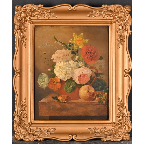 84 - A Hannam (19th Century) British. Still Life of Flowers in a Vase, Oil on panel, Indistinctly signed,... 