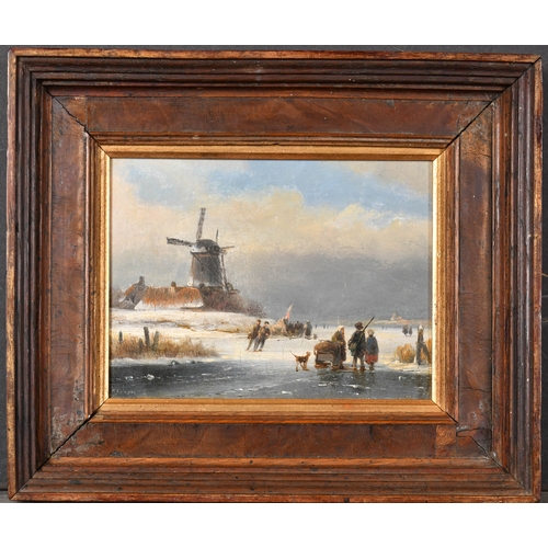 89 - Lodewijk Johannes Kleijn (1817-1897) Dutch. A Winter Scene, Oil on panel, Signed, 5.25