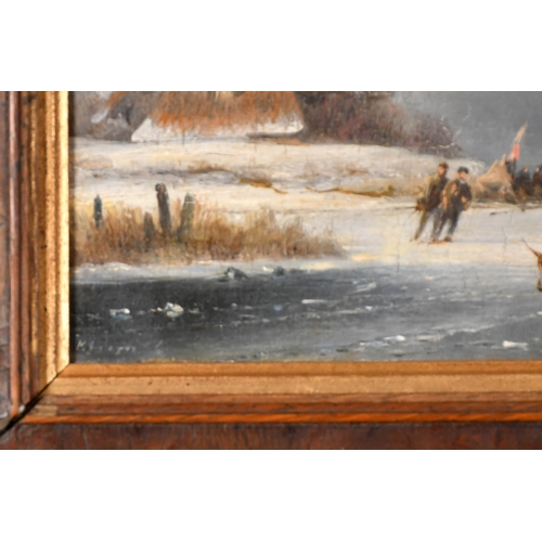 89 - Lodewijk Johannes Kleijn (1817-1897) Dutch. A Winter Scene, Oil on panel, Signed, 5.25