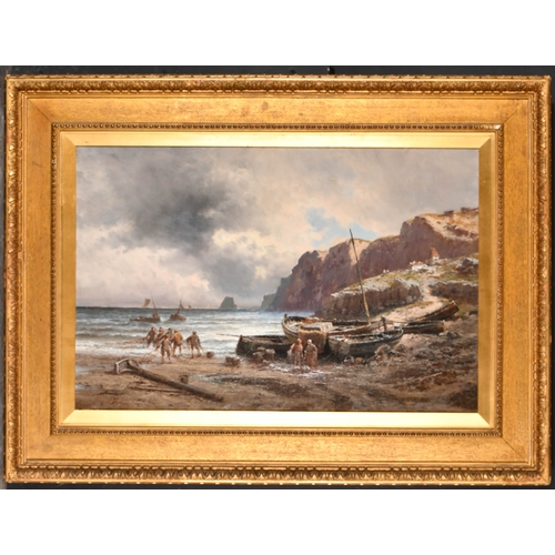 95 - Eugenio Amus (1834-1899) Italian. Unloading the Catch, Oil on canvas, Signed, and inscribed on a lab... 