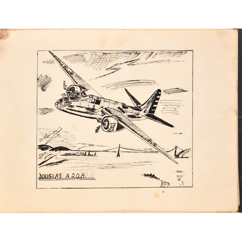 181 - William Lockwood (20th Century) British. A Collection of Eight Ink Drawings of World War II Scenes, ... 