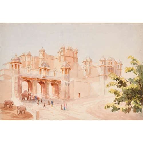 186 - Circle of Ernest Stephen Lumsden (1883-1945) British. Entry Gate of City Palace Udaipur, Watercolour... 